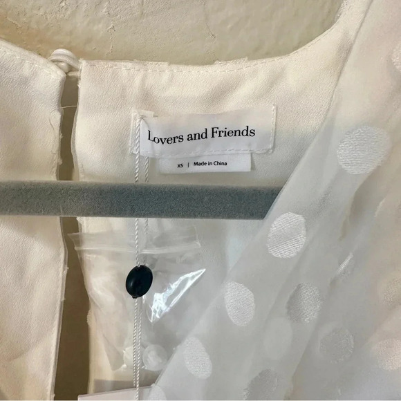New NWT Lovers + Friends ALIZE MINI DRESS White Dot Bow sz XS $238 puff sleeve - Picture 6 of 10